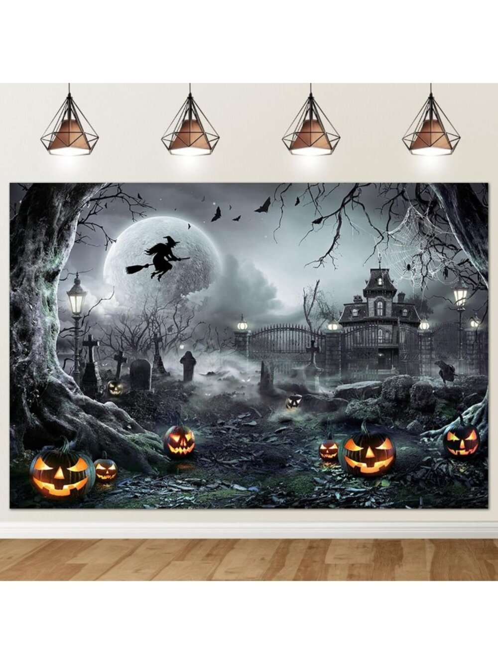 Spooky 10x8ft Gray Halloween Backdrop for Photography, Party Decor & Events